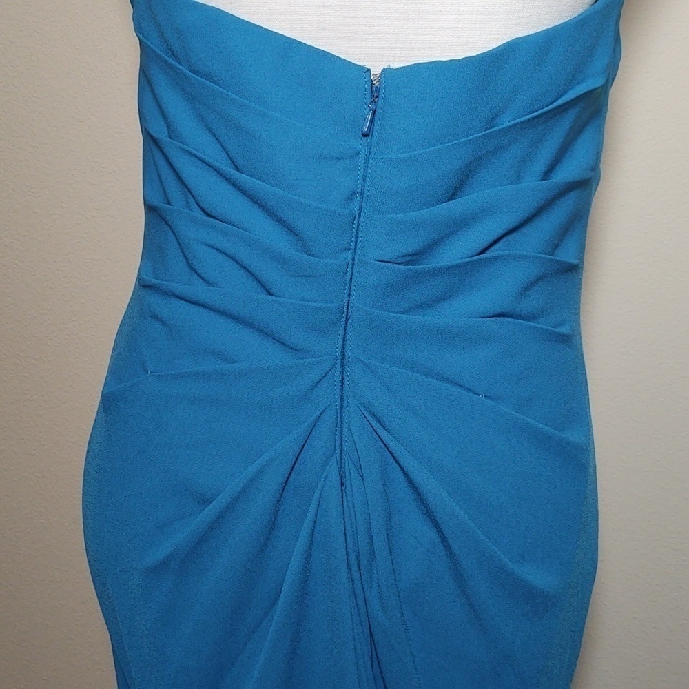 David's Bridal Full Length Strapless Formal Blue - Picture 4 of 10